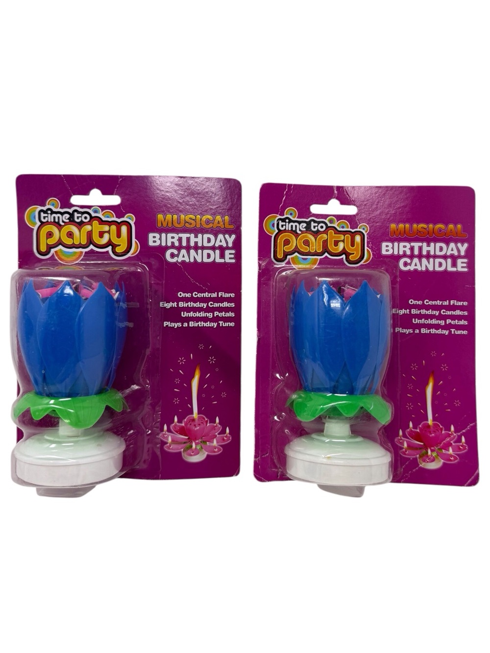 Lot(2) Of Rotating Birthday Lotus Candles- Opens And Plays Happy Birthday